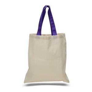 Q-Tees QTB6000 - Economical Tote Bag with Colored Handles Púrpura