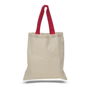 Q-Tees QTB6000 - Economical Tote Bag with Colored Handles Rojo