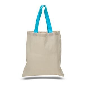 Q-Tees QTB6000 - Economical Tote Bag with Colored Handles Turquesa