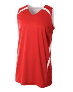 A4 N2372 - ADULT DOUBLE/DOUBLE REVERSIBLE JERSEY Scarlet/White