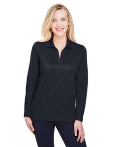 Devon & Jones DG20LW - Ladies CrownLux Performance Plaited Long-Sleeve Polo Negro