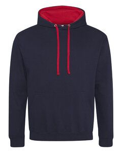 AWDis JHA003 - JUST HOODS by Adult Varsity Contrast Hood French Navy/Fire Red