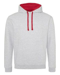 AWDis JHA003 - JUST HOODS by Adult Varsity Contrast Hood Heather Grey/ Fire Red