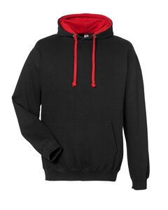 AWDis JHA003 - JUST HOODS by Adult Varsity Contrast Hood Jet Black/Fire Red