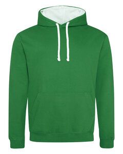 AWDis JHA003 - JUST HOODS by Adult Varsity Contrast Hood Kelly Green / Arctic White