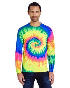 Colortone T304P - Adult Neon Rainbow Long Sleeve Tee Neon Rainbow