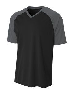 A4 A4N3373 - Remera Jersey rayada para adultos  Black/Graphite