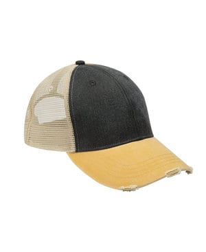 Adams OL102 - Gorra de camionero apenada teñida con pigmento de 6 paneles