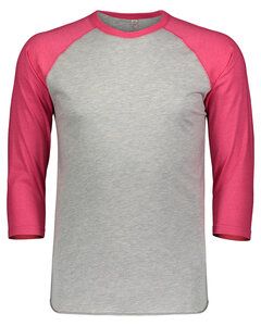 LAT LA6930 - Remera de jersey fino de béisbol para hombre Vintage Heather/Vnt Hot Pink