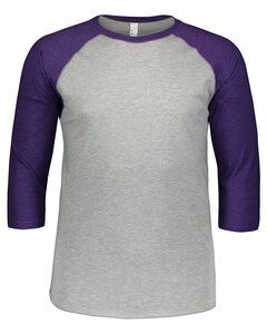 LAT LA6930 - Remera de jersey fino de béisbol para hombre Vintage Heather/ Vnt Purple