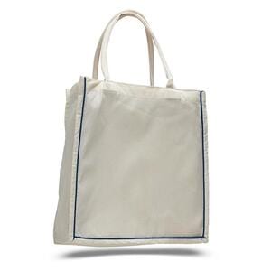 Q-Tees Q125600 - Fancy Shopper With Colour Stripe Azul marino