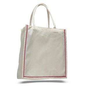 Q-Tees Q125600 - Fancy Shopper With Colour Stripe Rojo