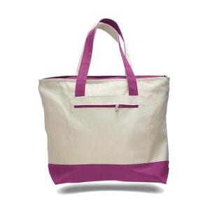 Q-Tees Q1300 - Canvas Zipper Tote Bag Light Pink