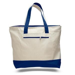 Q-Tees Q1300 - Canvas Zipper Tote Bag Real Azul