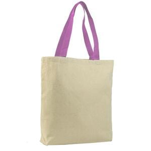 Q-Tees Q4400 - Promotional Tote with Bottom Gusset and Colored Handles Light Pink