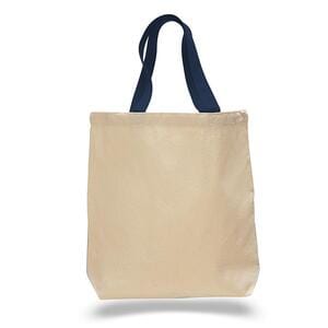 Q-Tees Q4400 - Promotional Tote with Bottom Gusset and Colored Handles Azul marino