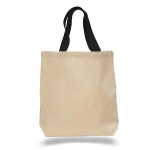 Q-Tees Q4400 - Promotional Tote with Bottom Gusset and Colored Handles Negro