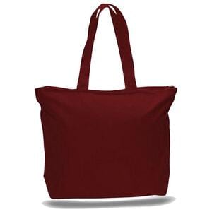 Q-Tees Q611 - Canvas Zipper Tote Chocolate