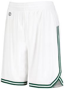 Holloway 224377 - Ladies Retro Basketball Shorts White/Forest
