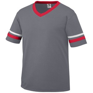 Augusta Sportswear 361 - Youth Sleeve Stripe Jersey Graphite/ Red/ White