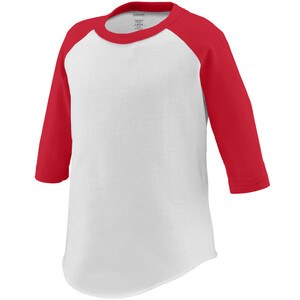 Augusta Sportswear 422 - Remera Jersey de béisbol para niños pequeños Blanco / Rojo