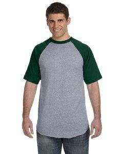 Augusta Sportswear 423 - Remera jersey de béisbol de manga corta Athletic Heather/ Dark Green