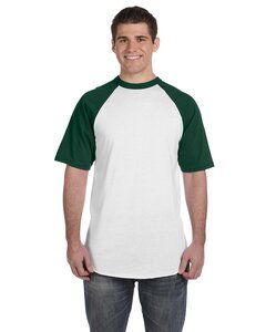 Augusta Sportswear 423 - Remera jersey de béisbol de manga corta White/Dark Green