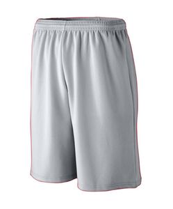 Augusta Sportswear 802 - Longer Length Wicking Mesh Athletic Short Silver Grey