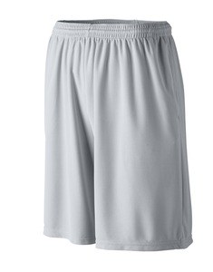 Augusta Sportswear 814 - Youth Longer Length Wicking Short W/ Pockets Silver Grey