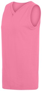 Augusta Sportswear 557 - Girls Sleeveless V Neck Poly/Cotton Jersey Luz de color rosa
