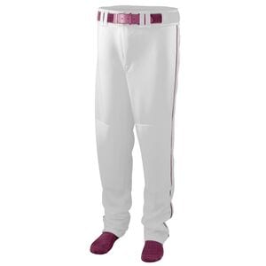 Augusta Sportswear 1446 - Youth Series Baseball/Softball Pant With Piping White/Maroon