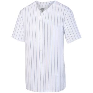 Augusta Sportswear 1686 - Youth Pinstripe Full Button Baseball Jersey White/Royal