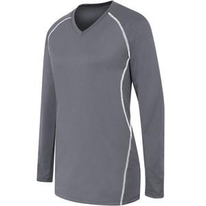 HighFive 342162 - Ladies Long Sleeve Solid Jersey Graphite/White