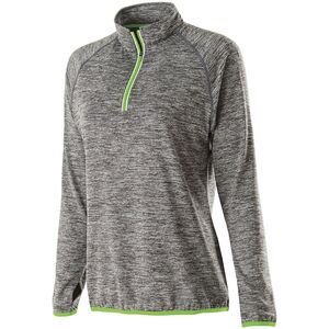 Holloway 222300 - Ladies Force Training Top Carbon Heather/ Lime