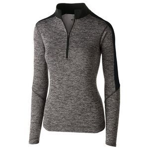 Holloway 222742 - Ladies Electrify 1/2 Zip Pullover Black Heather/ Black