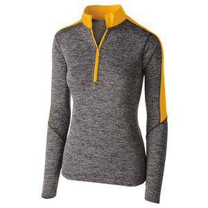 Holloway 222742 - Ladies Electrify 1/2 Zip Pullover Black Heather/Light Gold