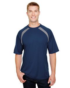 A4 A4N3001 - Adult Spartan Short Sleeve Color Block Crew Navy/Graphite