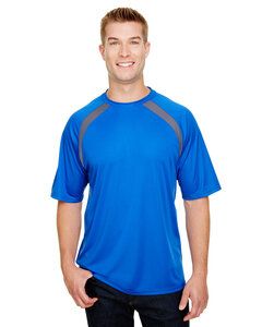 A4 A4N3001 - Adult Spartan Short Sleeve Color Block Crew Royal/Graphite