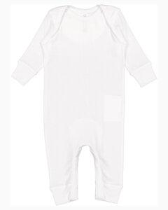 Rabbit Skins LA4412 - Infant Baby Rib Coverall Blanco