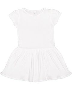 Rabbit Skins LA5323 - Toddler Baby Rib Dress Blanco