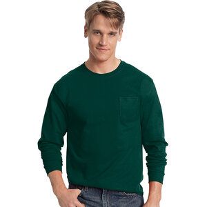 Hanes 5596 - Tagless® Long Sleeve T-Shirt with a Pocket Deep Forest