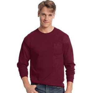 Hanes 5596 - Tagless® Long Sleeve T-Shirt with a Pocket Granate