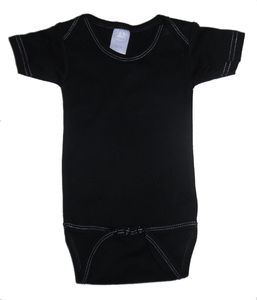 Infant Blanks 0010BLWS - Long Sleeve Lap Tee with White Stitch Negro
