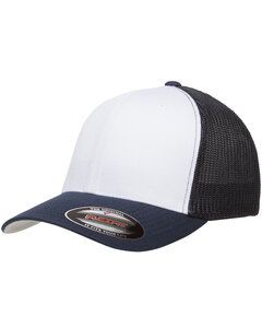 Yupoong 6511W - Flexfit Trucker Mesh with White Front Panels Cap Navy/Wht/Nvy