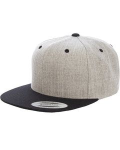 Yupoong 6089MT - Adult 6-Panel Structured Flat Visor Classic Two-Tone Snapback Heather/Black