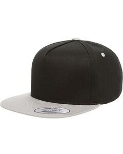 Yupoong Y6007 - Adult 5-Panel Cotton Twill Snapback Cap Black/Silver