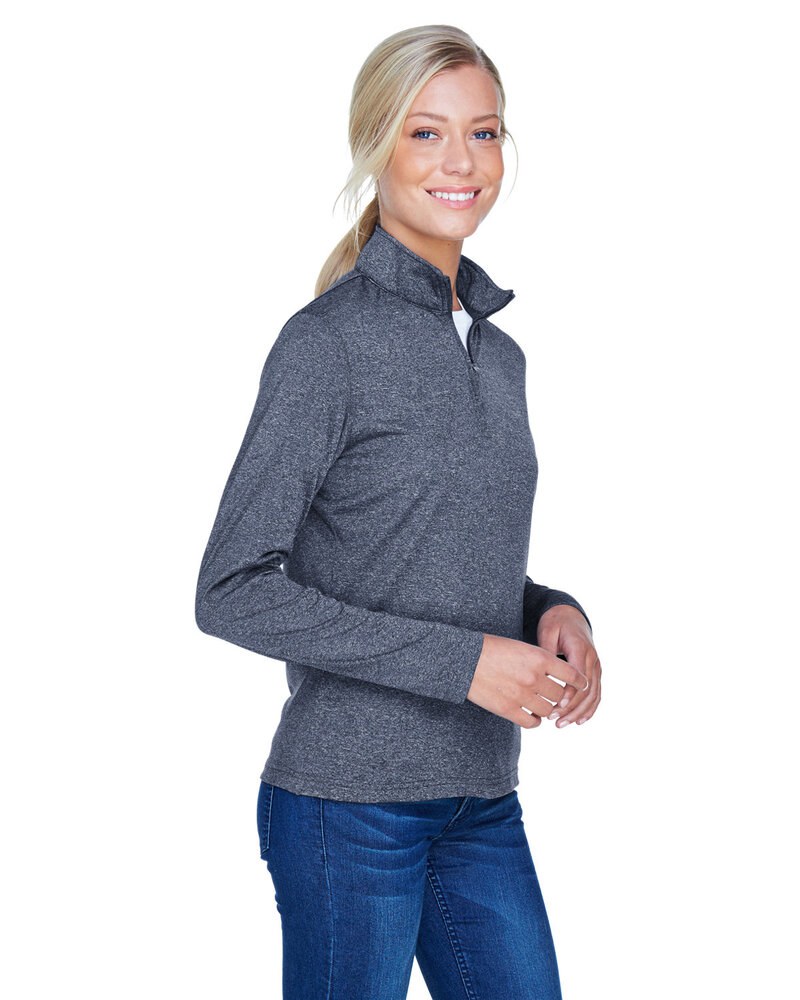 UltraClub 8618W - Ladies Cool & Dry Heathered Performance Quarter-Zip