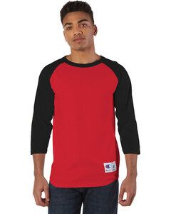 Champion T1397 - Adult Raglan T-Shirt Scarlet/Black