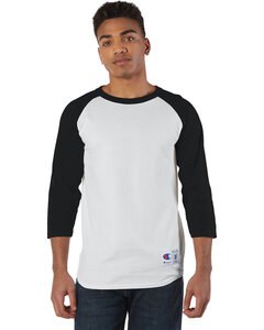 Champion T1397 - Adult Raglan T-Shirt Blanco / Negro