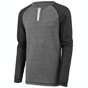 Augusta Sportswear 2150 - Linear Fusion Long Sleeve Henley Oxford Grey/Black Fusion